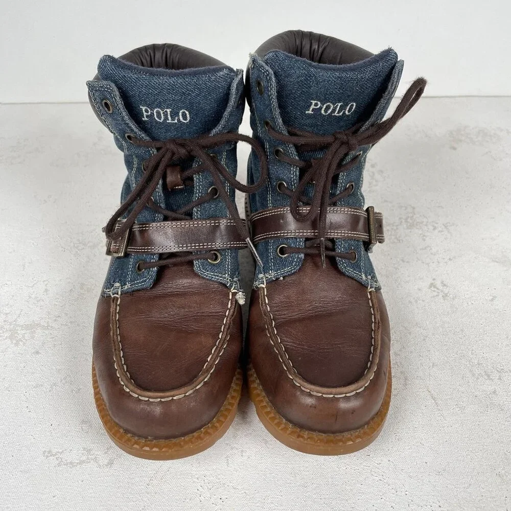 Polo Ralph Lauren Boots Boys 5.5‎ RANDEN Fashion Boot Denim Chocolate